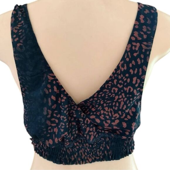 Free People Intimately Crop Top Women Extra Large Leopard Print Pullover Draped - Picture 2 of 8